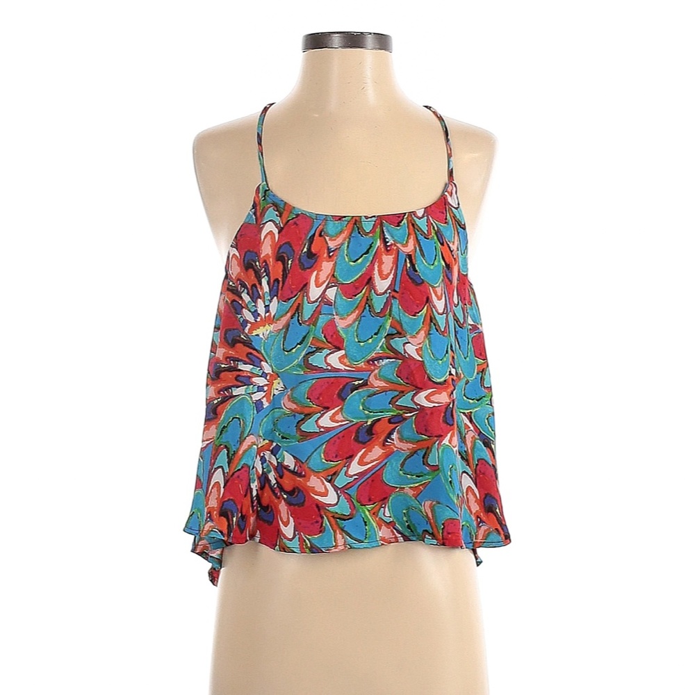 Olivaceous Funky Watercolor Printed Tank Top